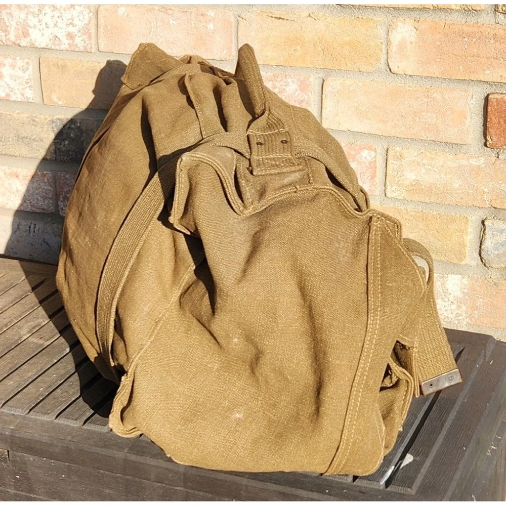 VYG Italian Military Canvas Duffel Bag Olive Drab Utility Bag Chain Closure